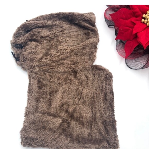 New Winter Unisex Knit Hoodies Scarf With Fur Hats, light brown - Picture 4 of 10